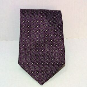 Daniel De Fasson Men's 100% Silk Tie Handmade - Purple w/Print